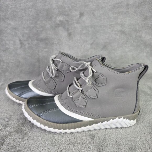 Womens Sorel Waterproof Gray Ankle Boots Rubber Sole Lace Up Size 9 - Picture 2 of 8